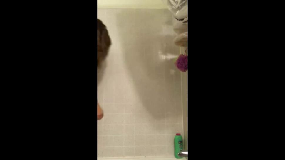 Busty stepsister fingers in the shower
