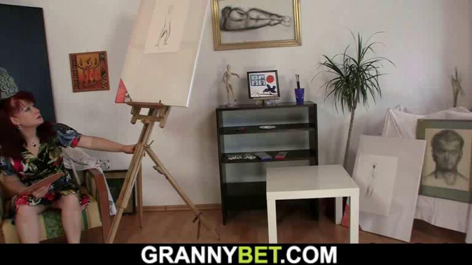 GRANNYBET - He fucks hot redhead mature painter