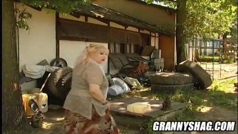 German granny fucked rough outdoors