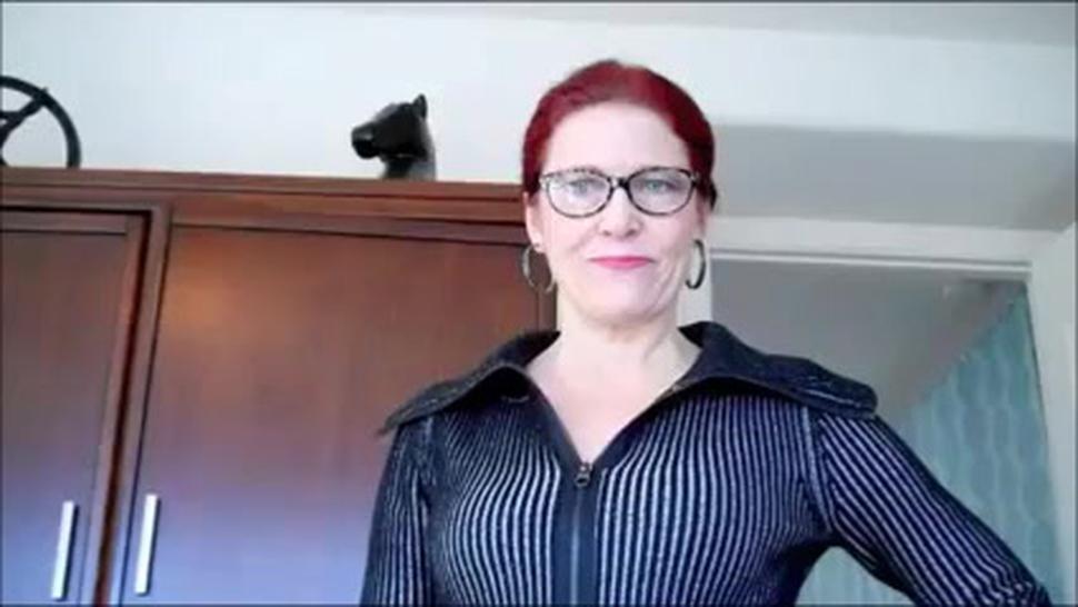 Very hot mature mom introducing a young slave into tease and denial