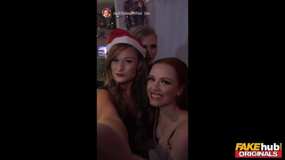 FAKEhub Originals Mad Xmas house party ends with redhead fucking her best friends young ex bf in room while party goes on outsid