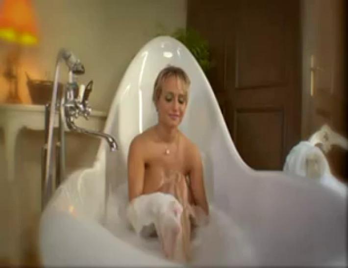 Big titted milf takes a bath and having sex