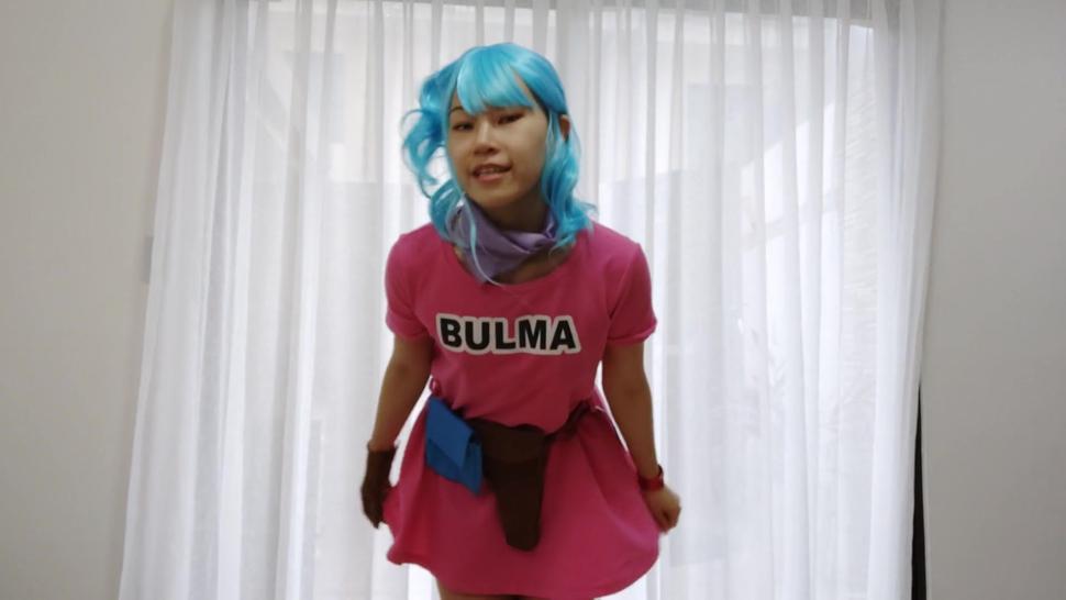 sexy asian minarocket as Bulma from dragon ball forgot her panties tease