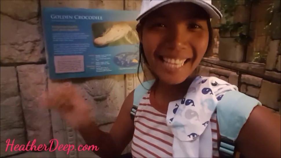 Thai teen Heather Deep deep throat tharot pie after see shark reef aquarium in Mandalaybay Las Vages