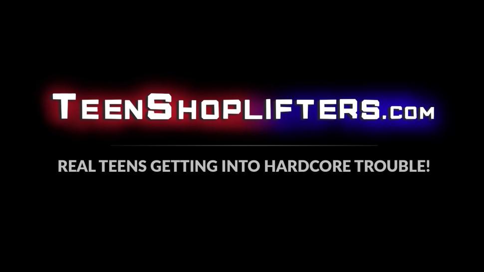 TEEN SHOPLIFTERS - Cute teen shoplifter takes on guards dick to evade prison