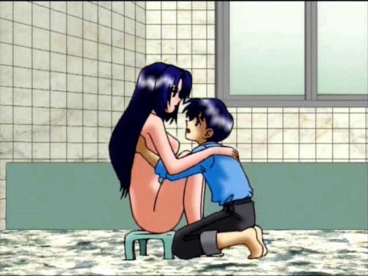 Anime hottie turned on after shower jumps on a teen guy