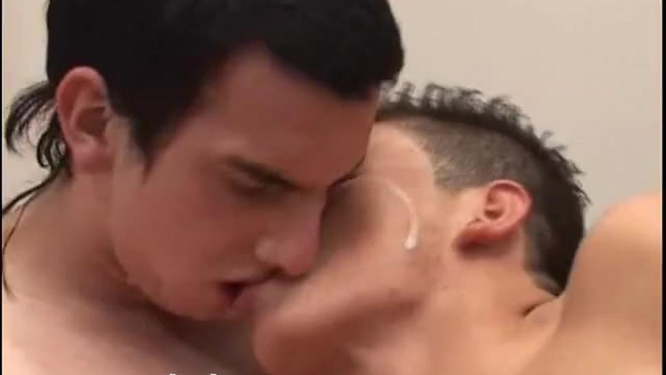 nice youngster gays kissing after cum