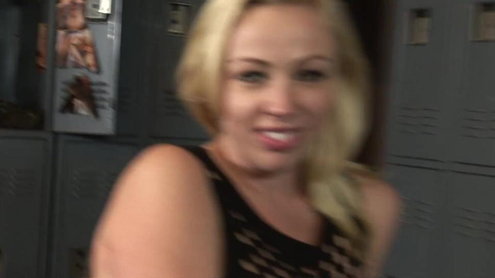 Sexy blonde slut Adrianna Nicole gagging on a dick