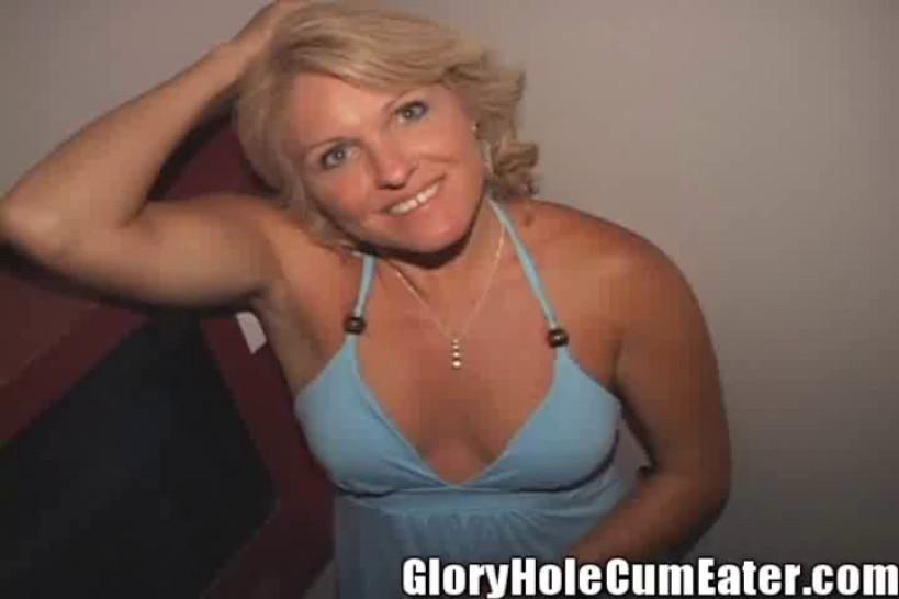 Blonde MILF Gets Gloryhole Creampies In Her Pussy and Asshole!