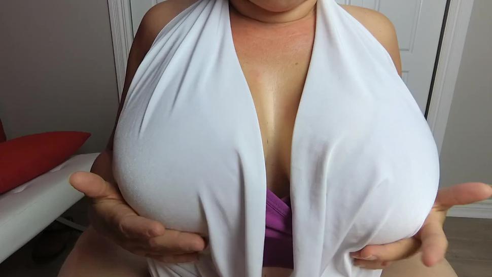 BoobiesurpriseAddict big boobs sports bra titfuck and swallow cum