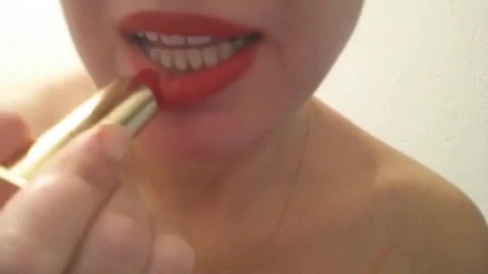 self tit sucking (red lips)
