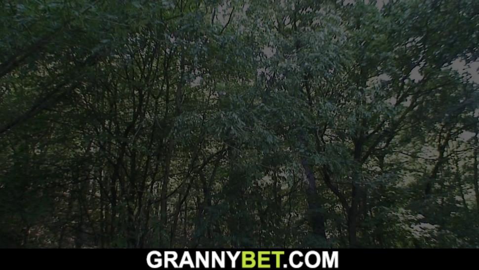 GRANNYBET - Young dude doggy-fucks 80 years old granny roadside