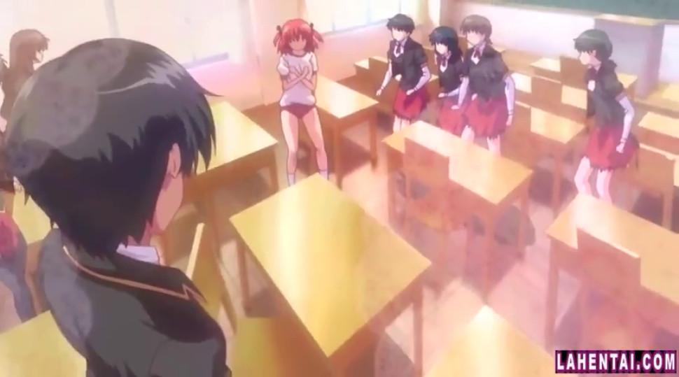 Hentai schoolgirl gives blowjob in classroom