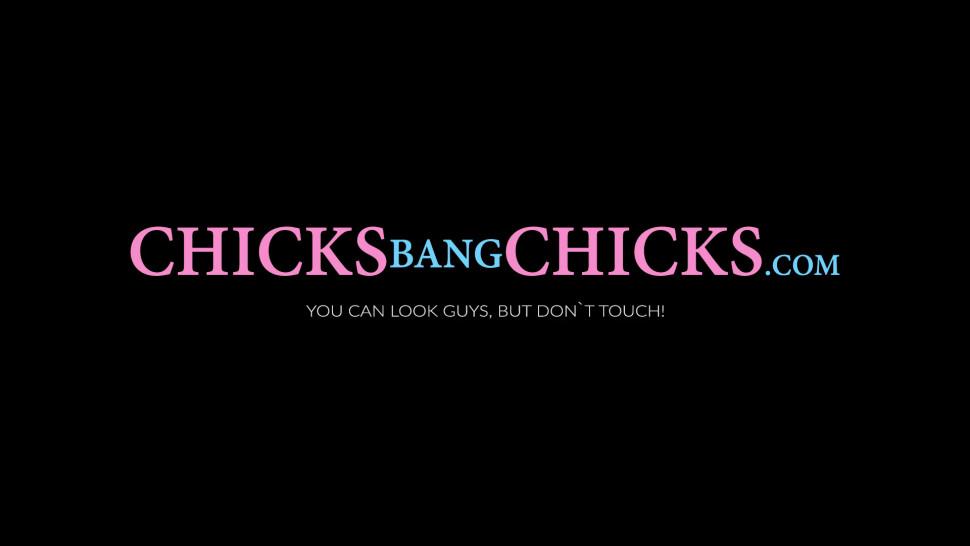 CHICKS BANG CHICKS - Nerdy lesbian fingers tight ebony pussy while licking clit