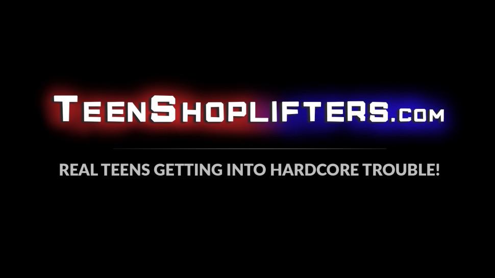 TEEN SHOPLIFTERS - Goth teen interrogated and banged by officer for shoplifting