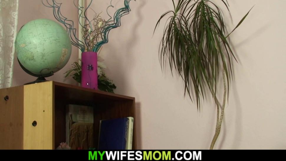 MYWIFESMOM - Hairy Blonde Mother-In-Law Rides His Cock After Photo Session