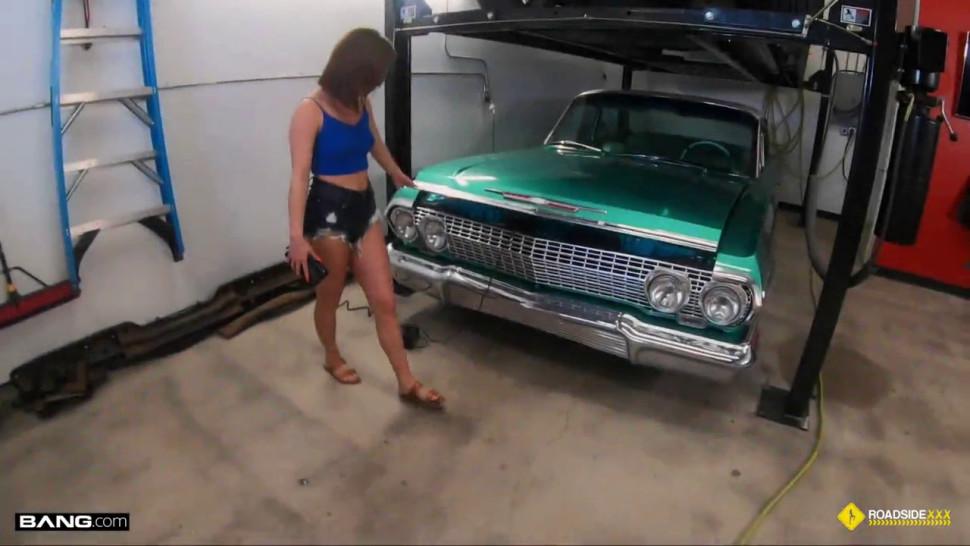 Roadside - Hot Brunette Fucks Her Pervy Car Mechanic