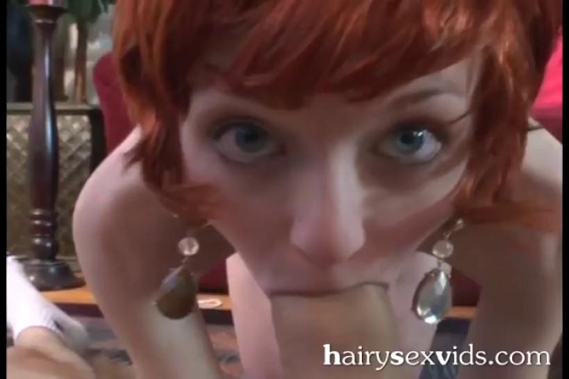 Extreme hot hairy redhead teen sucking