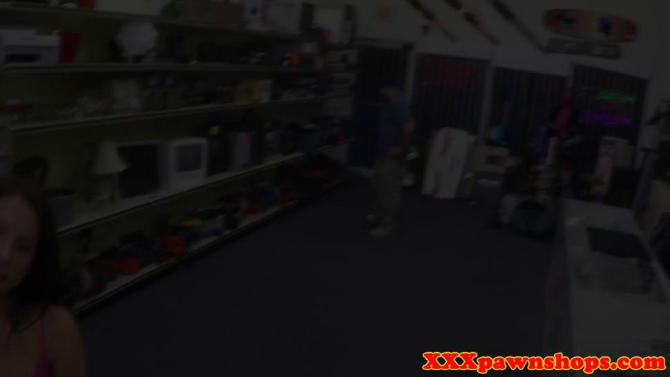 Pawnshop chick takes real cock on spycam