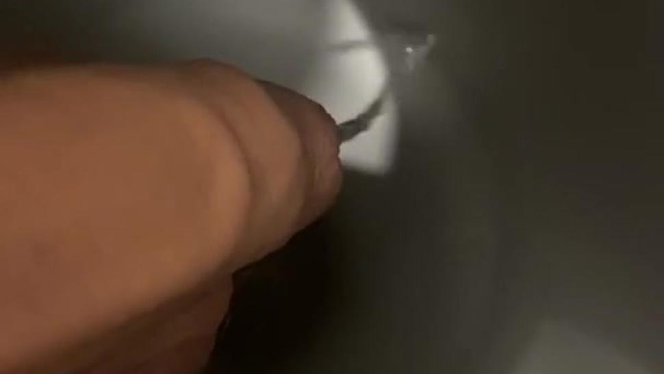 Morning tortures for my sexy cock - I push it inside the toilet and pissing