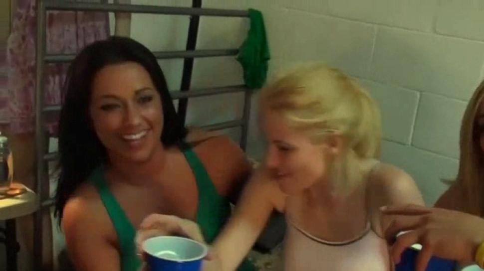 College horny teens drinking and fucking at dorm room orgy