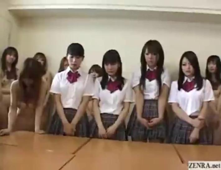 Naked in school Japanese schoolgirls welcome new classmates
