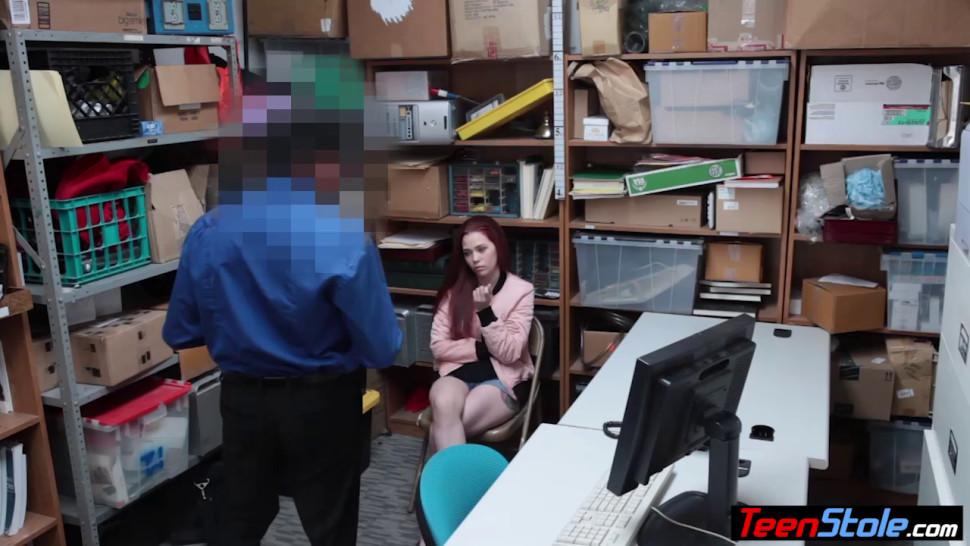 Pale redhead teen thief fucked her way out of trouble