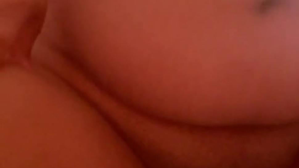 BBW riding dildo front view