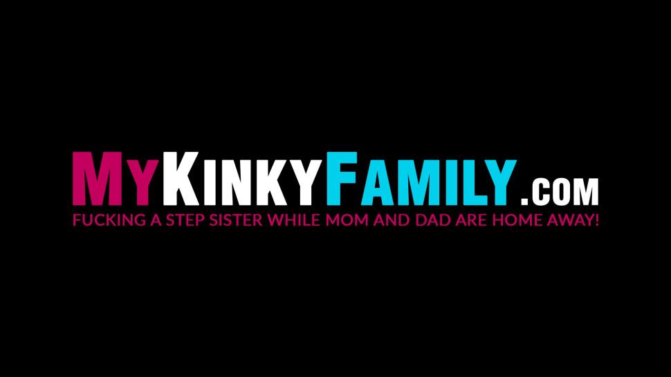 MY KINKY FAMILY - Teen cutie sucks off her stepdads dick before taking it deep