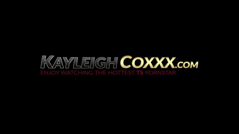 KAYLEIGH COXXX - Naughty shemale Kayleigh Coxx solo jerking off massive cock