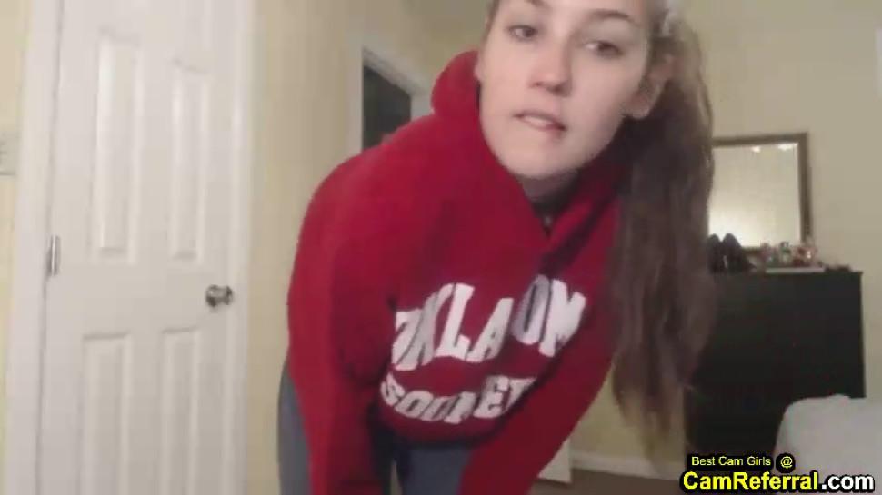 Young College Teen With Killer Tight Bod Strip Dances