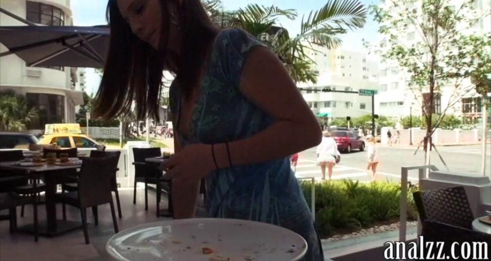 Girlfriend babe flashing in public and anal fucking at home