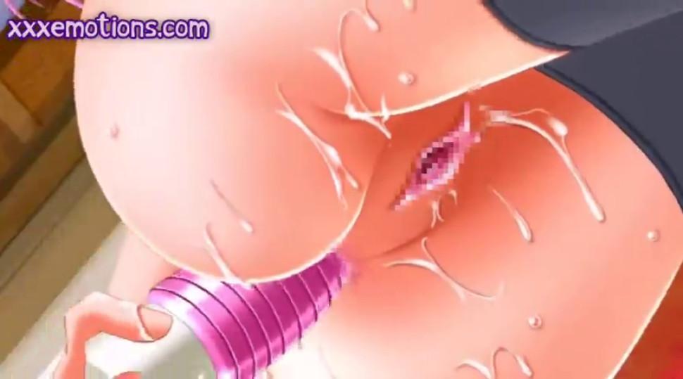 Animated teenie masturbating with big dildos