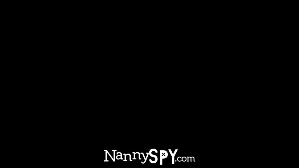 NANNYSPY - Petite babysitter whore with dildo busted by boss