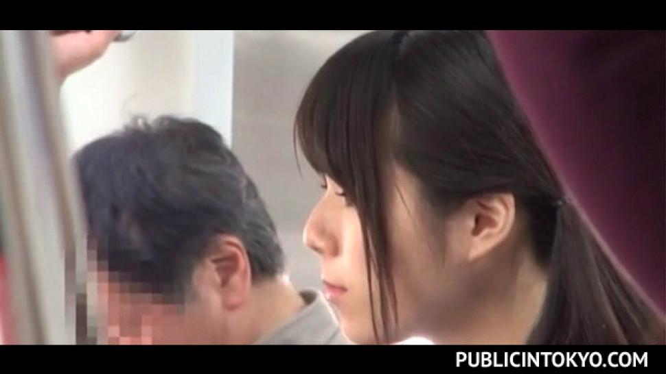 Cute Japanese school hottie ass rubbed upskirt in the metro