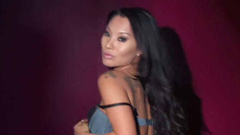 Asa Akira sets up two cameras for you to see her get nice and horny