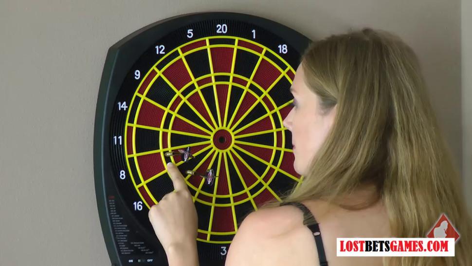 LOSTBETSGAMES - Gorgeous Girls Play a game of Strip Darts Loser faces an Exhilirating Punishment