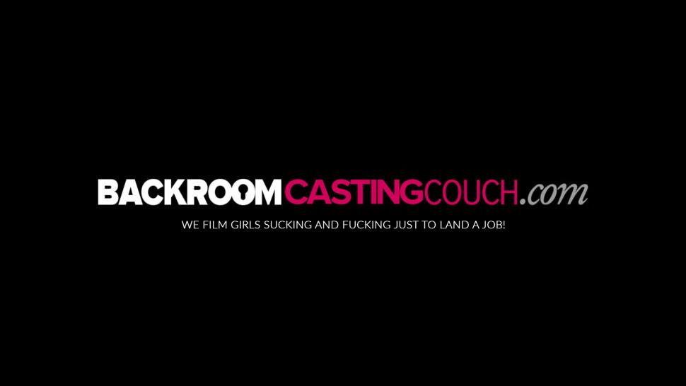 BACKROOM CASTING COUCH - Petite debutante Nichole swallows load after anal banging
