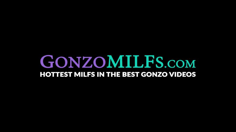 GONZO MILFS - Lesbian MILF licks pussy while strapon banged by teen