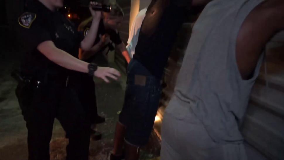 Horny cop get fucked outdoors by a black rapper after trying to chasing him