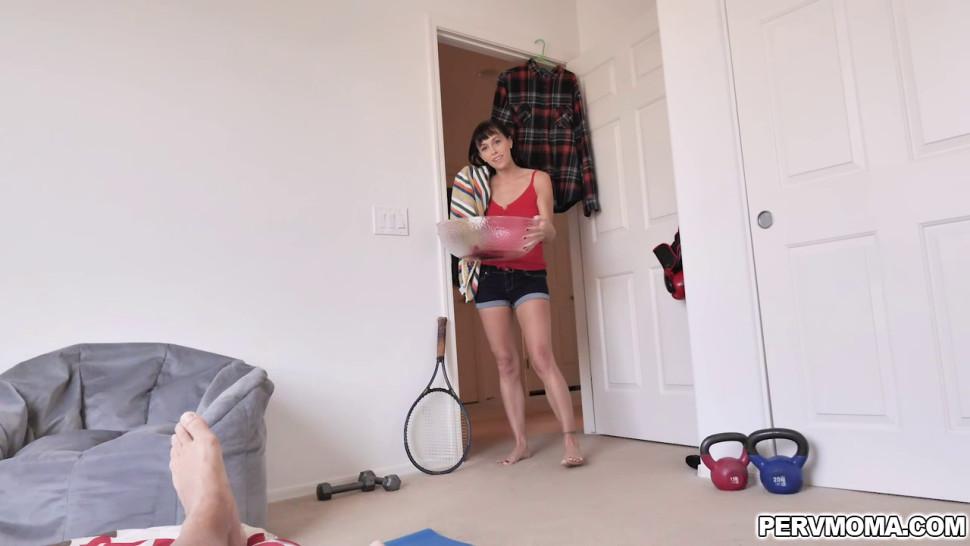 Stepmom pleasures her stepsons dick with her mouth