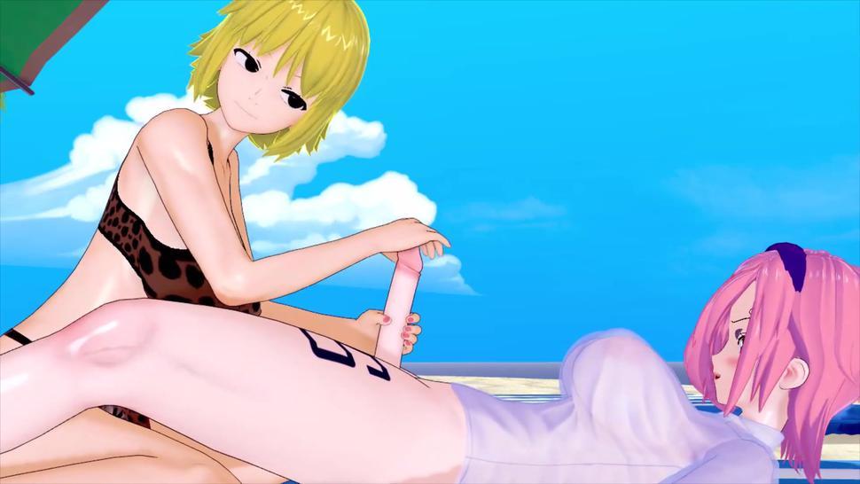 FUTA One Piece Vinsmoke Reiju X One Piece Marguerite (3D HENTAI)