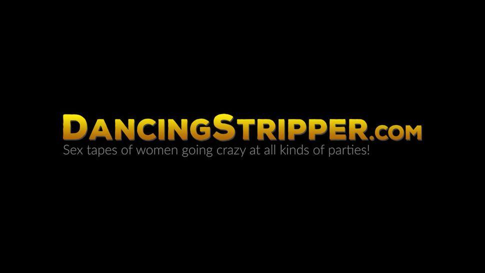DANCING STRIPPER - Clothed amateur chick railed after sucking male stripper off