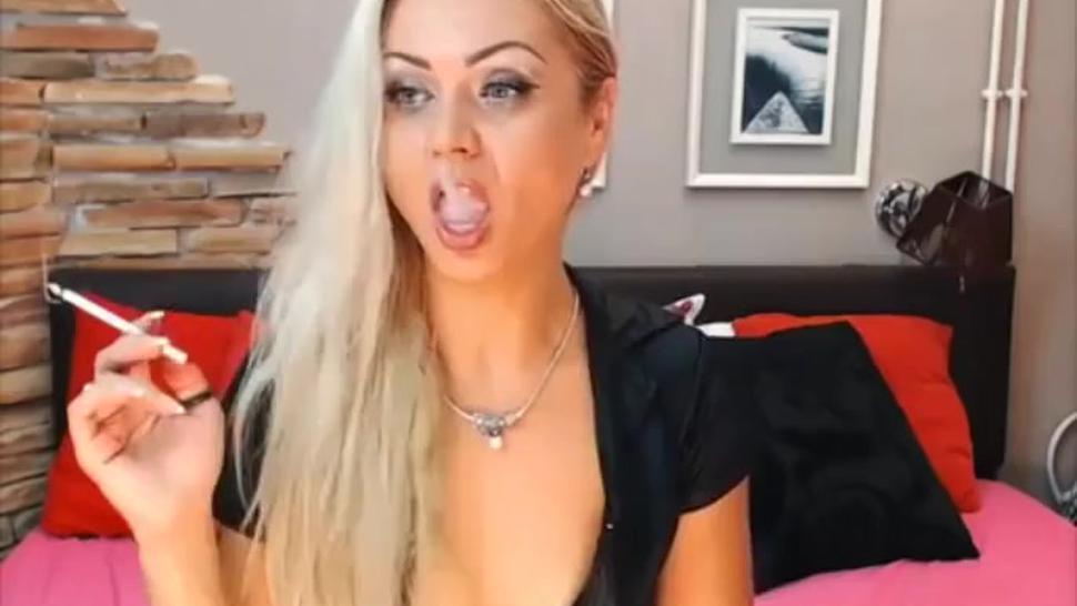 Incredible blonde girl smoking sexy