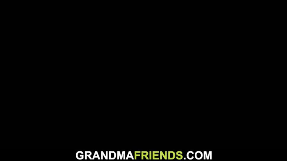 GRANDMA FRIENDS - Very old woman swallows two cocks after masturbation