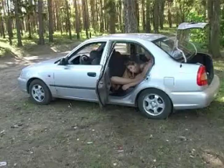 Busty Russian Teen Ass Fuck in Car