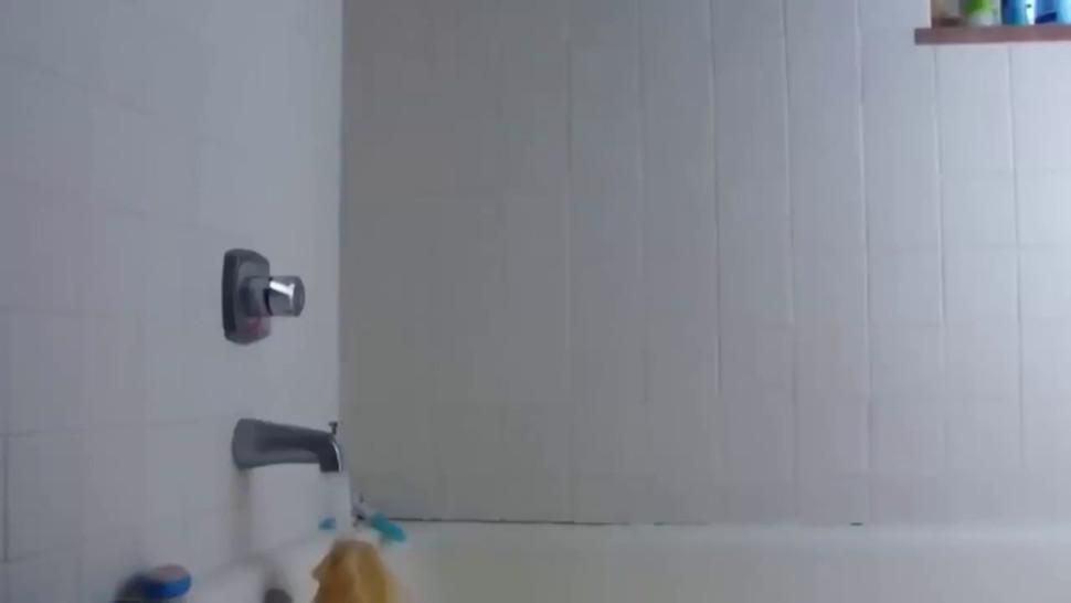 My sis in the shower hidden cam