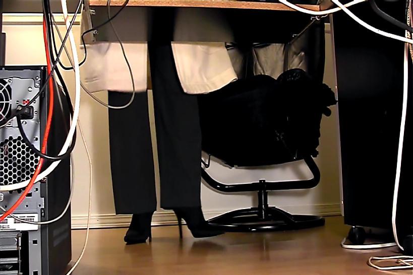 LINGERIE VIDEOS - Secretaries under desk hidden cam masturbation