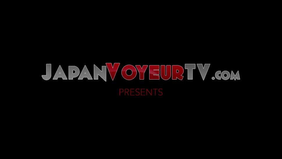 JAPAN VOYEUR TV - Japanese chick plays with her pussy while watching hot porn