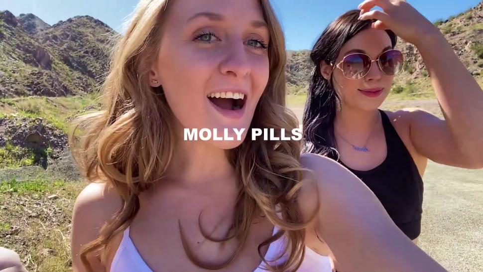 Wild Hiking Threesome FFM - Molly Pills & Anna Bailey - Public Stapon Fun